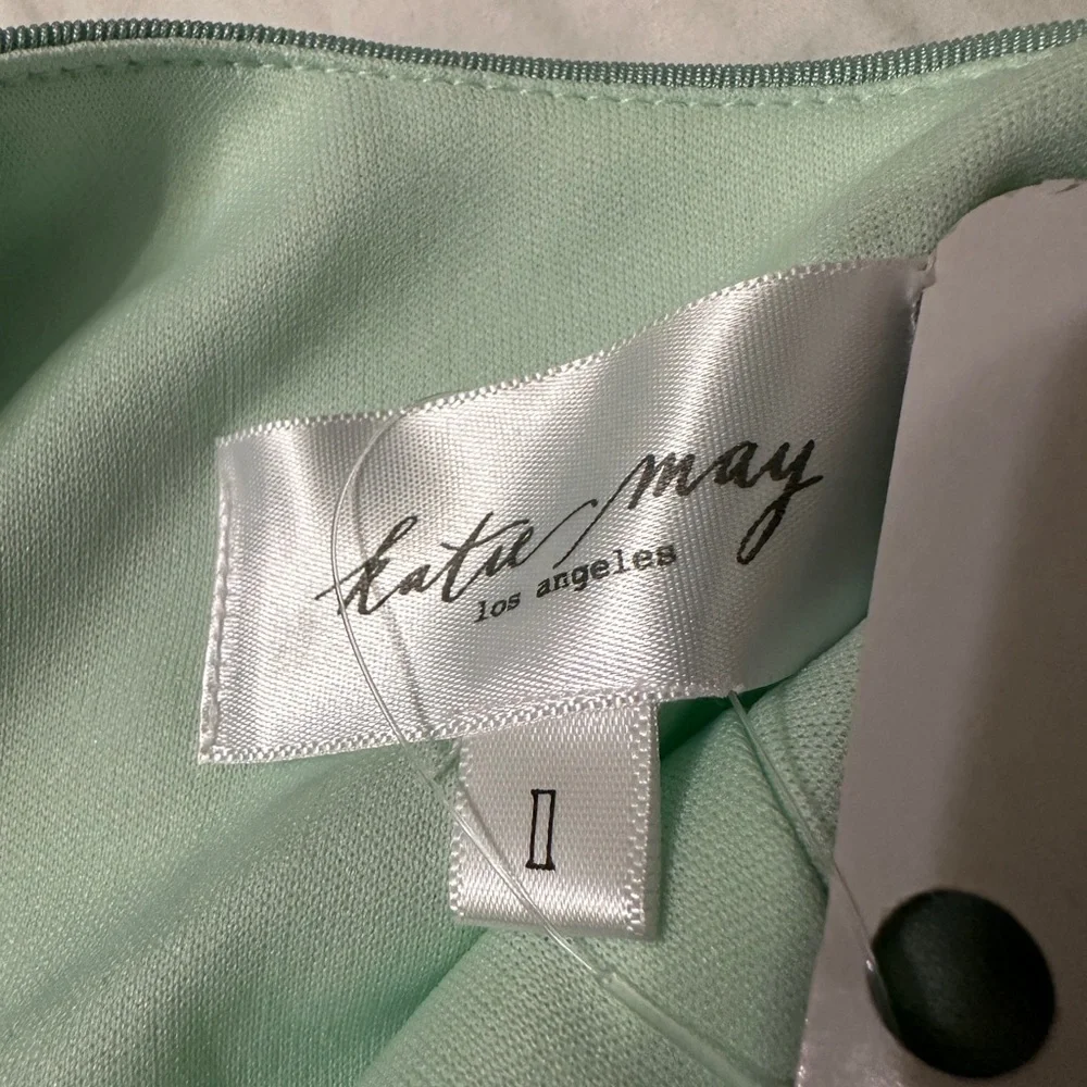Katie May Los Angeles A Cut Above Gown - NWT - Size L Mint Green One-Shoulder - Picture 7 of 13
